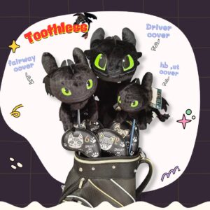 Set Headcover มังกรเขี้ยวกุด (Toothless) สำหรับไม้ Driver, Fairway, Hybrid, Ut cover