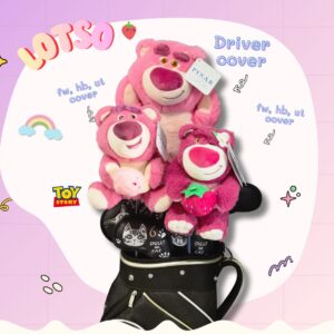 Set Headcover หมีลอทโซ่ (Lotso) สีชมพู - หมีจอมกอด สำหรับไม้ Driver, Fairway, Hybrid, Ut cover
