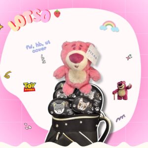 Headcover หมีลอทโซ่ (Lotso) สีชมพู – ลิขสิทธิ์เเท้ หมีจอมกอดหลับตา ขนนุ่ม สำหรับ Fairway, Hybrid, Ut cover